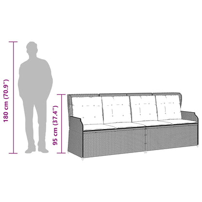 3-tlg. Garten-Lounge-Set mit Kissen Beige Poly Rattan