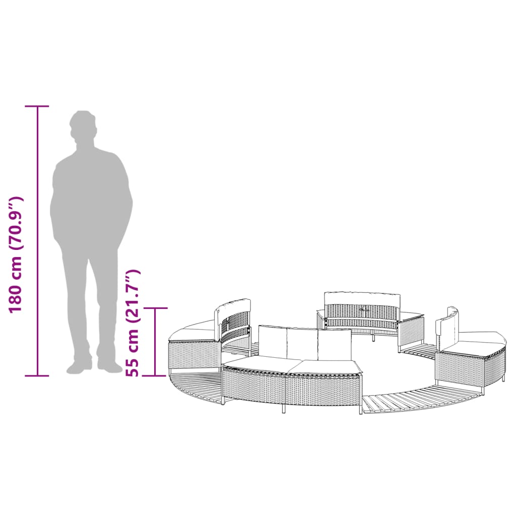 Whirlpool-Umrandung Grau Poly Rattan und Massivholz Akazie