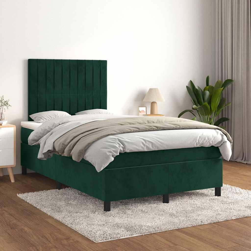 Boxspringbett mit Matratze Dunkelgrün 120x190 cm Samt