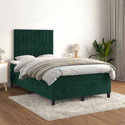 Boxspringbett mit Matratze Dunkelgrün 120x190 cm Samt