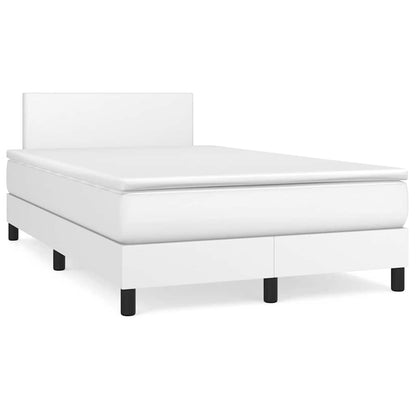 Boxspringbett mit Matratze & LED Weiß 120x190 cm Kunstleder