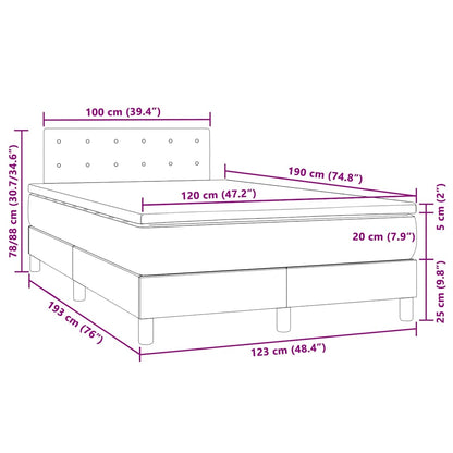 Boxspringbett mit Matratze & LED Grau 120x190 cm Kunstleder