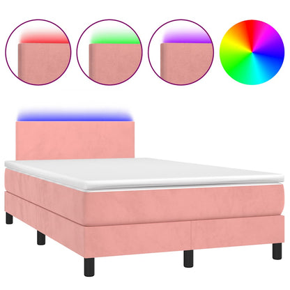 Boxspringbett mit Matratze & LED Rosa 120x190 cm Samt