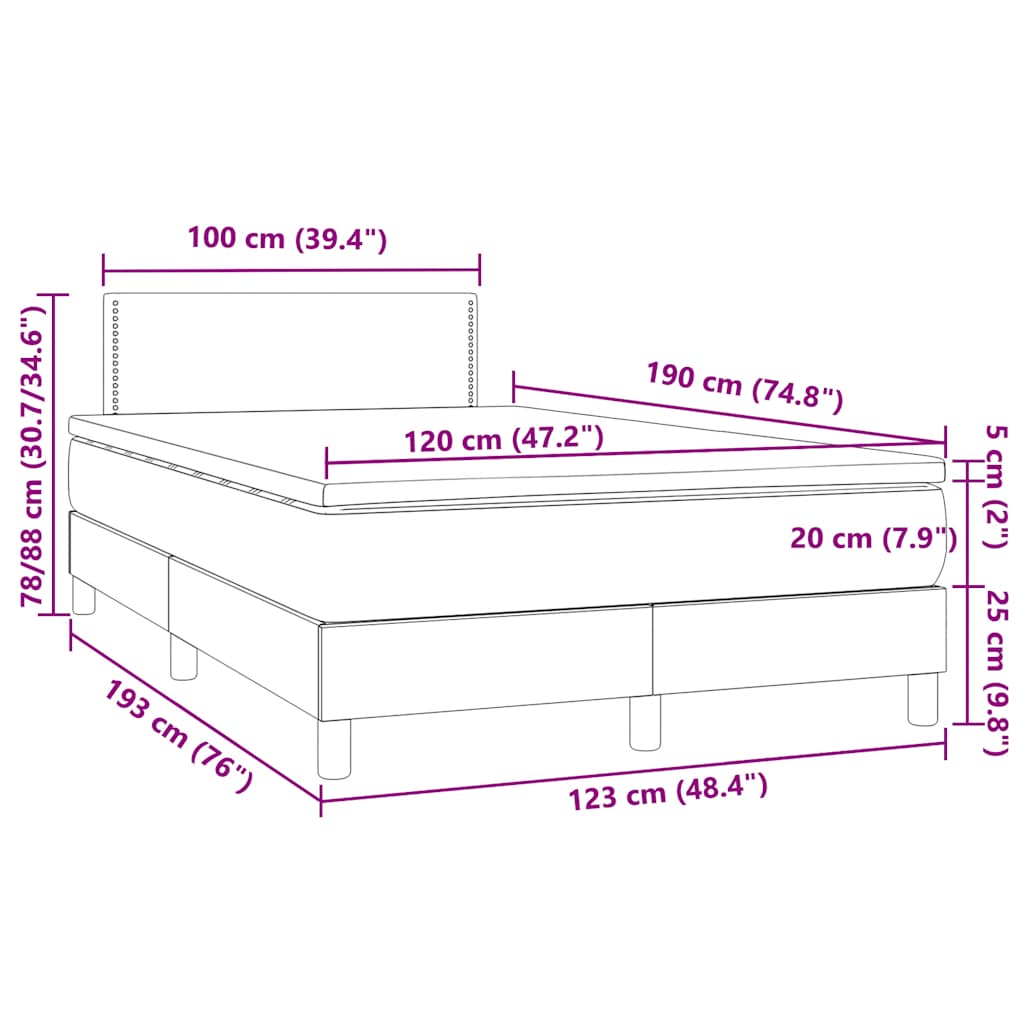 Boxspringbett mit Matratze & LED Dunkelblau 120x190 cm Samt