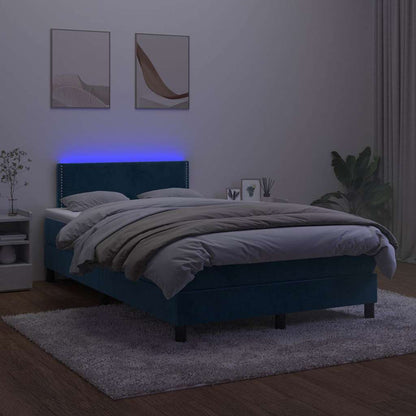 Boxspringbett mit Matratze & LED Dunkelblau 120x190 cm Samt