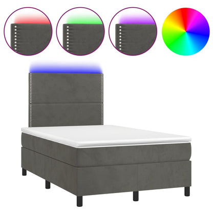 Boxspringbett mit Matratze & LED Dunkelgrau 120x190 cm Samt