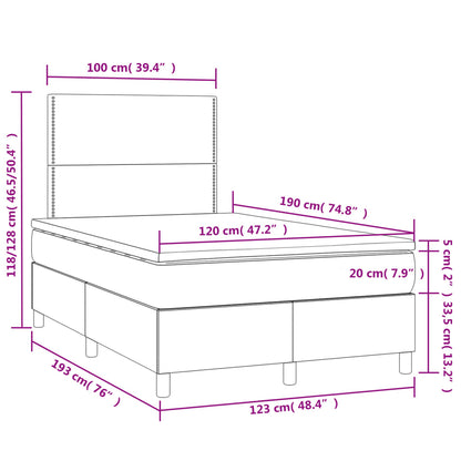 Boxspringbett mit Matratze & LED Dunkelgrau 120x190 cm Samt