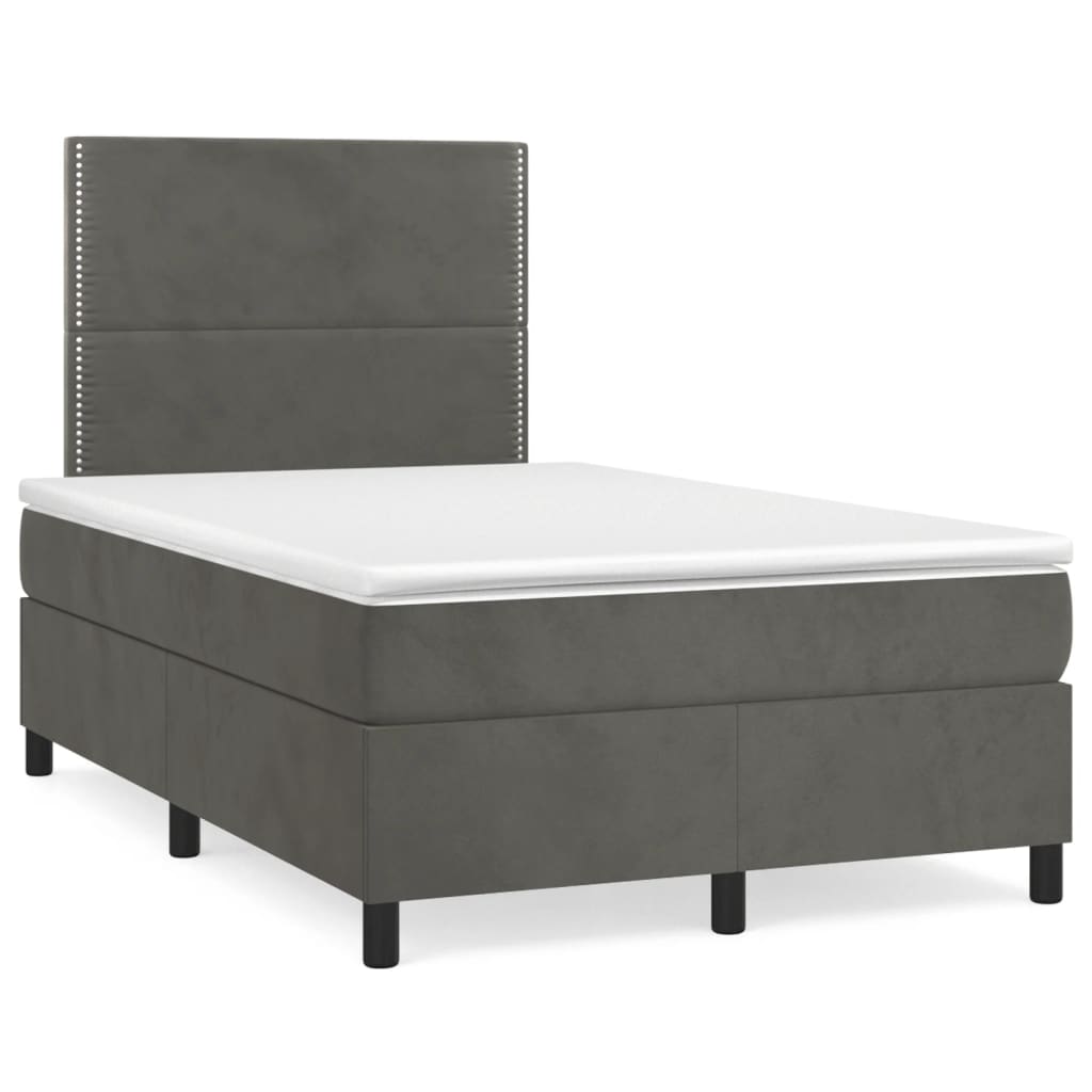 Boxspringbett mit Matratze & LED Dunkelgrau 120x190 cm Samt