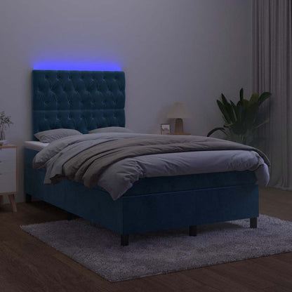 Boxspringbett mit Matratze & LED Dunkelblau 120x190 cm Samt