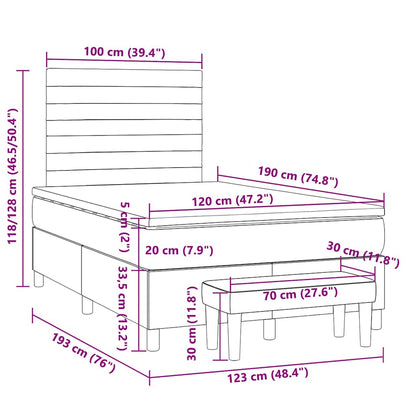 Boxspringbett mit Matratze Schwarz 120x190 cm Stoff