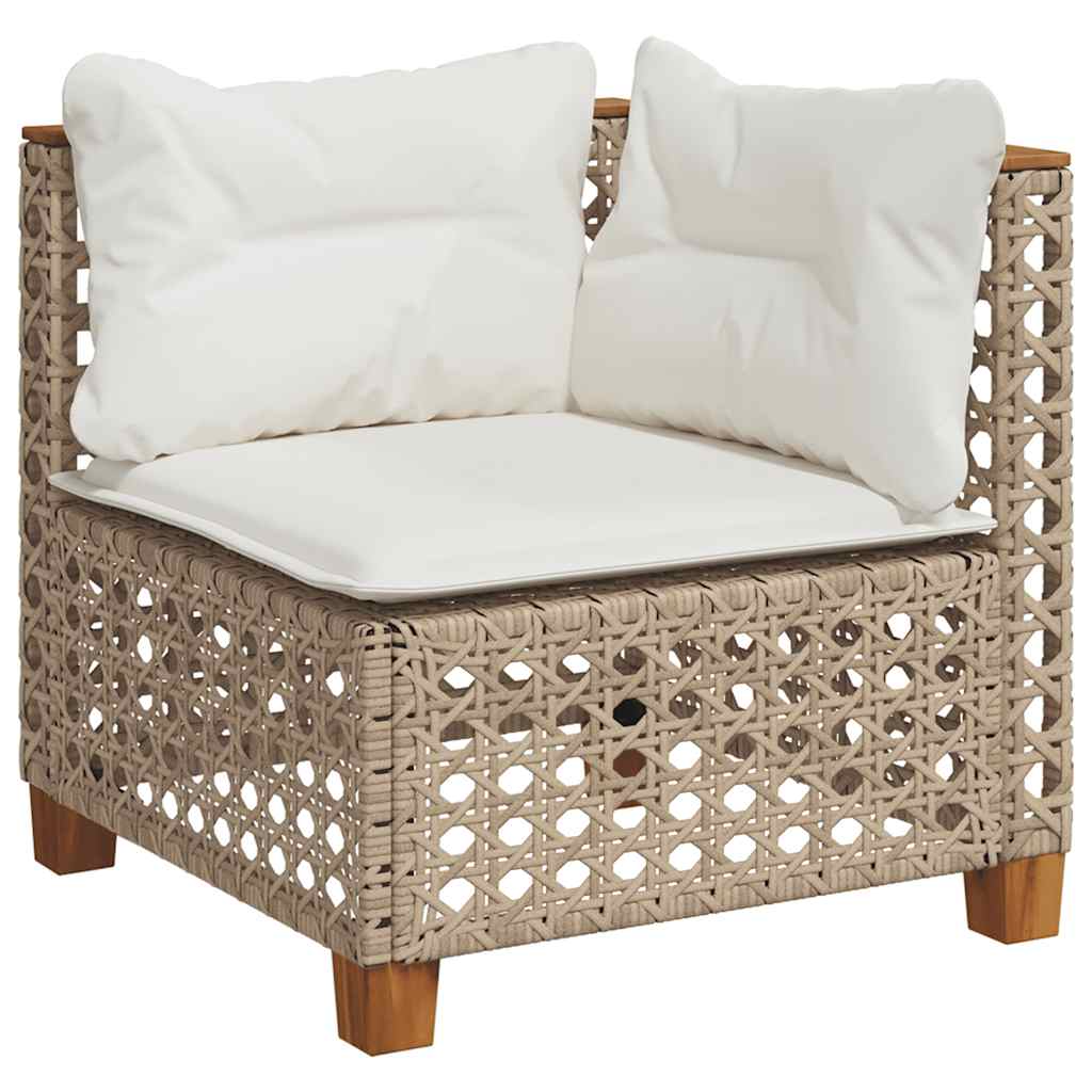 6-tlg. Garten-Sofagarnitur mit Kissen Beige Poly Rattan