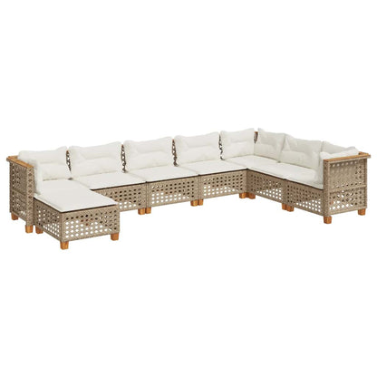 8-tlg. Garten-Sofagarnitur mit Kissen Beige Poly Rattan