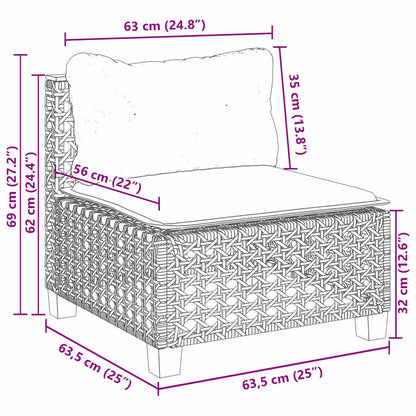 11-tlg. Garten-Sofagarnitur mit Kissen Beige Poly Rattan