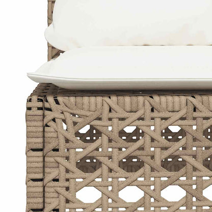 11-tlg. Garten-Sofagarnitur mit Kissen Beige Poly Rattan