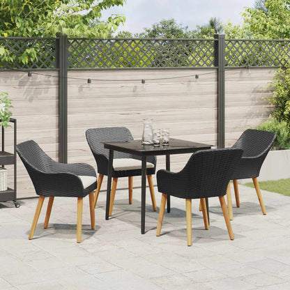 Garten Essgruppe mit Kissen 5 pcs Schwarz Poly-Rattan
