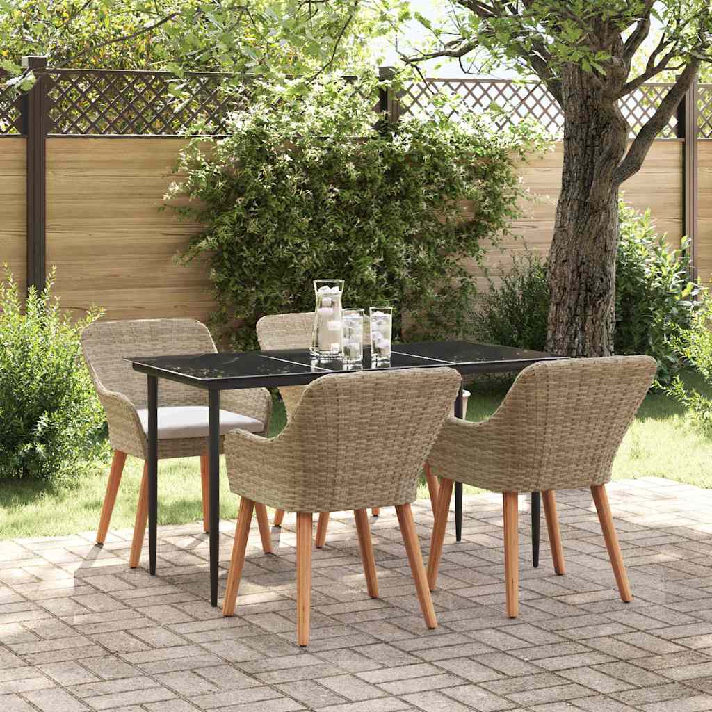 Garten Essgruppe mit Kissen 5 pcs Beige Poly-Rattan