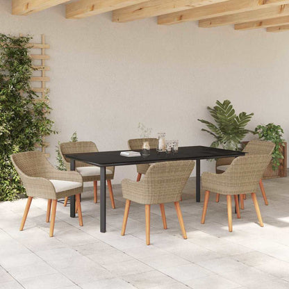 Garten Essgruppe mit Kissen 7 pcs Beige Poly-Rattan