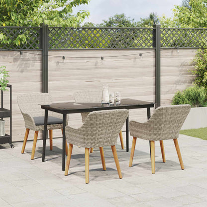 Garten Essgruppe mit Kissen 5 pcs Hellgrau Poly-Rattan