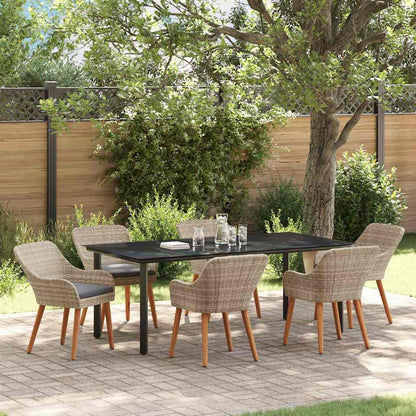 Garten Essgruppe mit Kissen 7 pcs Hellgrau Poly-Rattan