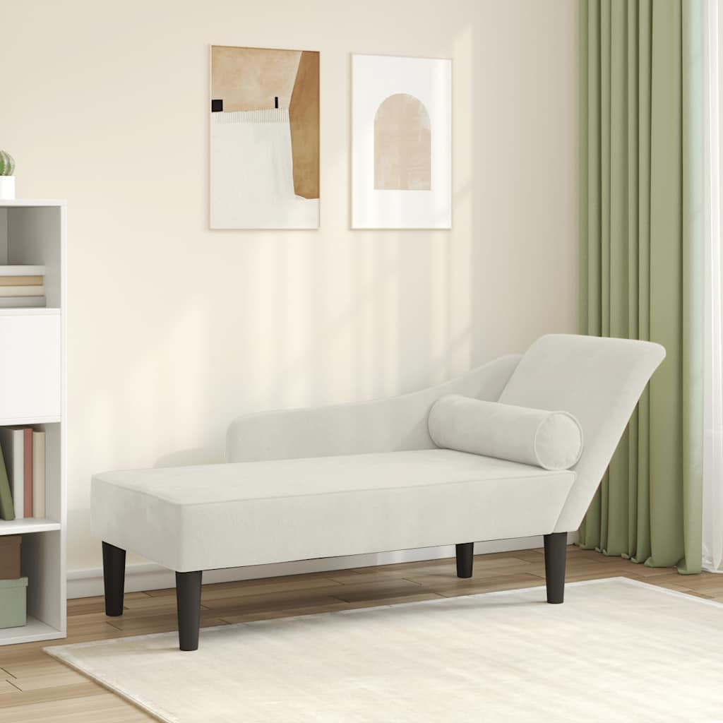 Chaiselongue mit Kissen Creme Samt