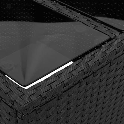 2-tlg. Garten-Sofagarnitur mit Kissen Schwarz Poly Rattan Glas