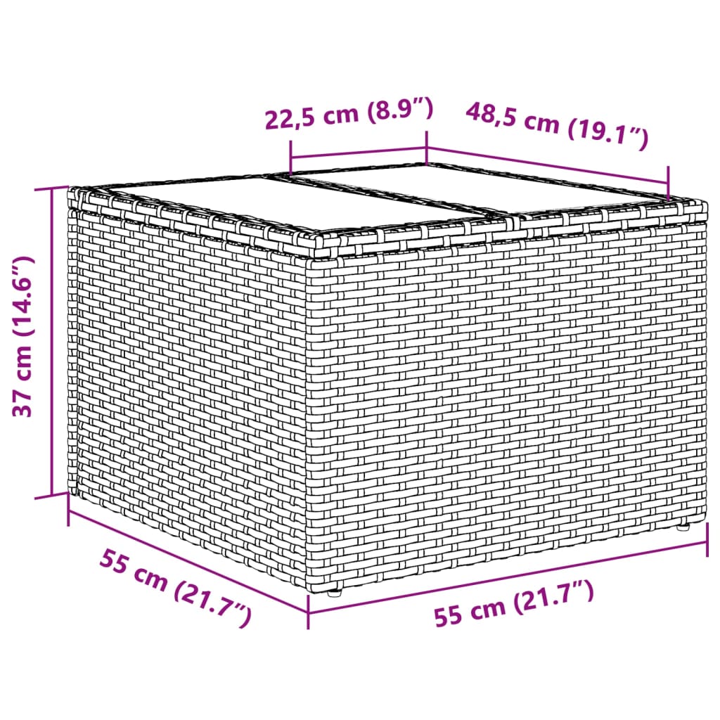 2-tlg. Garten-Sofagarnitur mit Kissen Schwarz Poly Rattan Glas