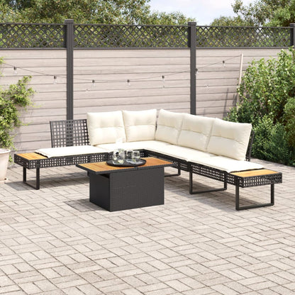 2-tlg. Garten-Sofagarnitur mit Kissen Schwarz Poly Rattan