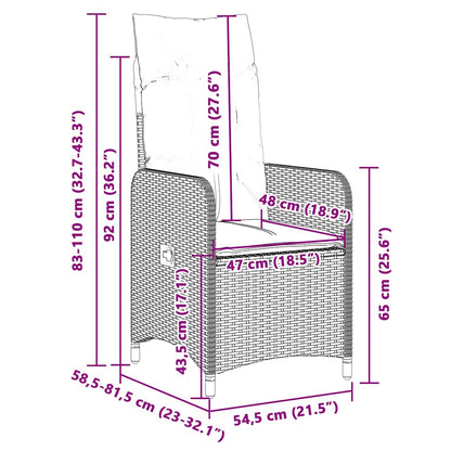 7-tlg. Garten-Bistro-Set mit Kissen Schwarz Poly Rattan
