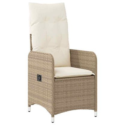 7-tlg. Garten-Bistro-Set mit Kissen Beige Poly Rattan