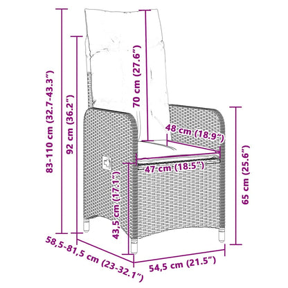 9-tlg. Garten-Bistro-Set mit Kissen Beige Poly Rattan