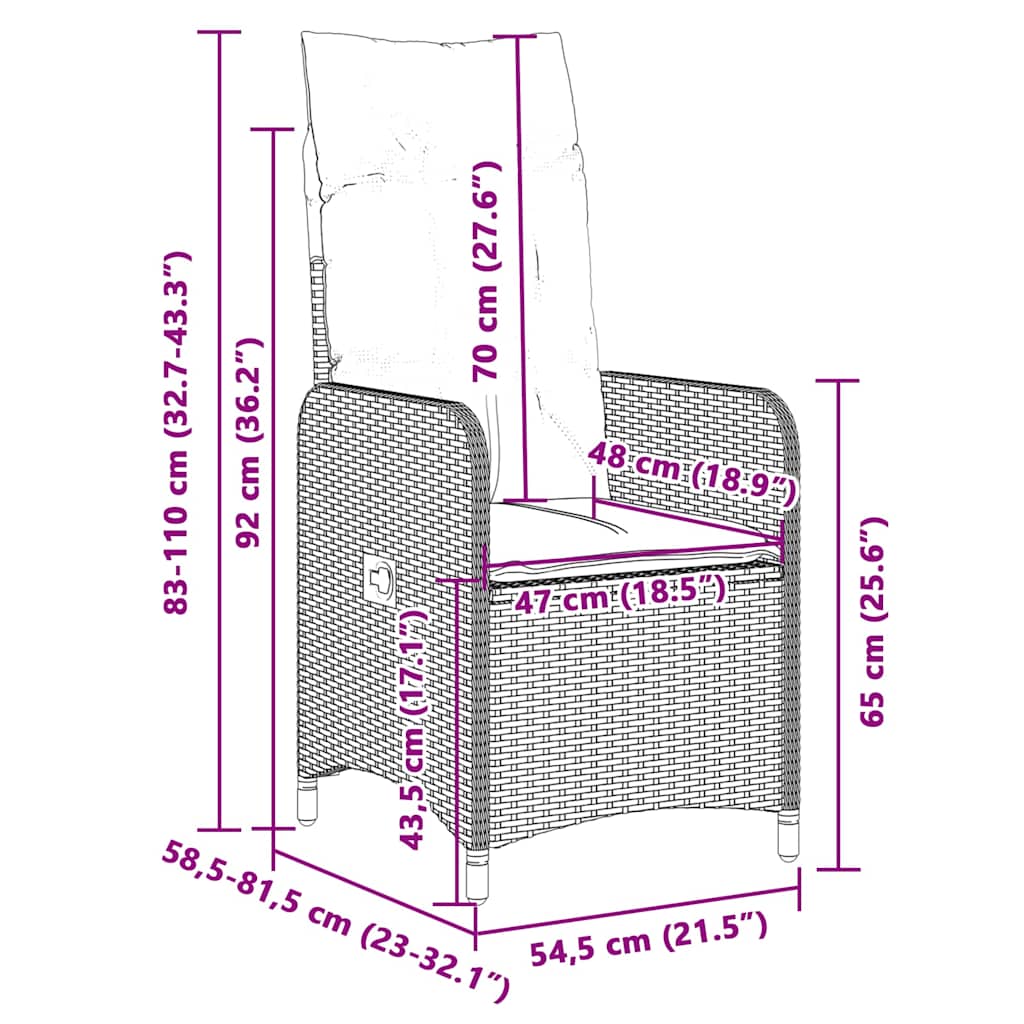 7-tlg. Garten-Bistro-Set mit Kissen Beige Poly Rattan