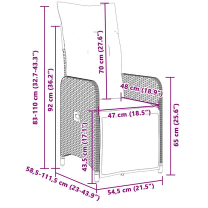 11-tlg. Garten-Bistro-Set mit Kissen Grau Poly Rattan