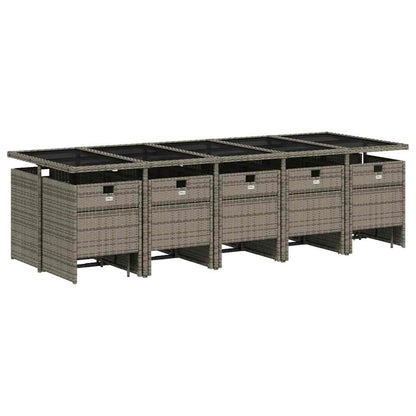 15-teiliges Garten-Ess-Set mit Kissen, grau, Polyrattan