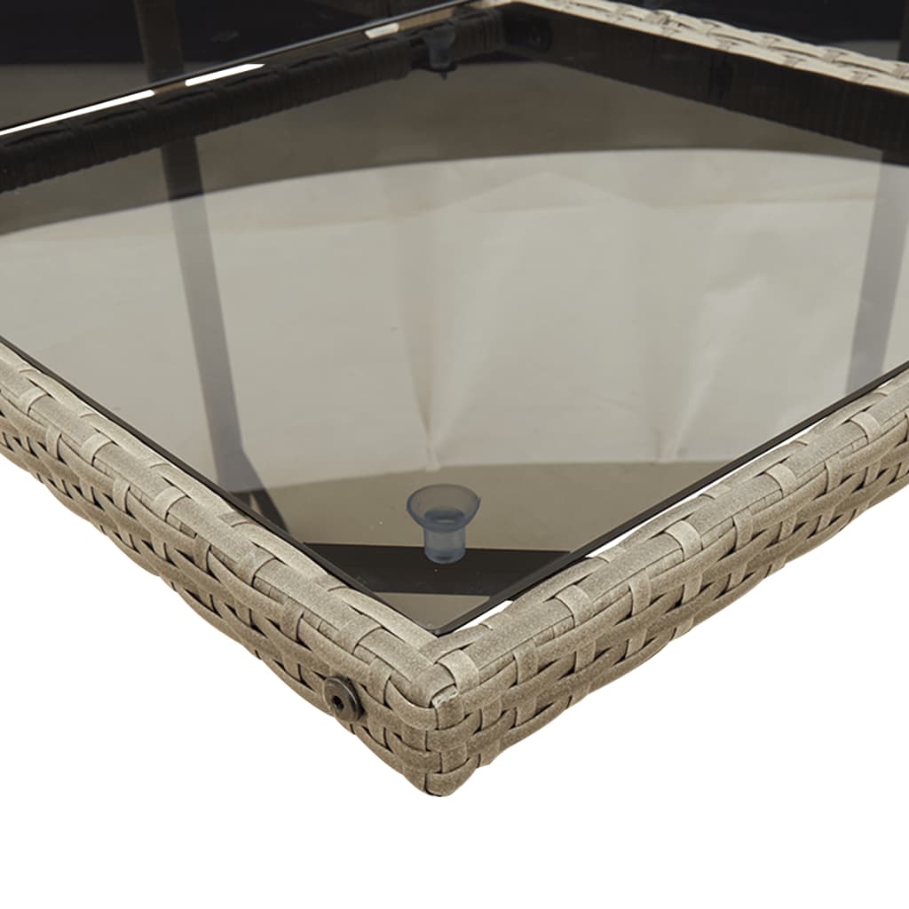 17-teiliges Garten-Ess-Set mit Kissen, grau, Polyrattan