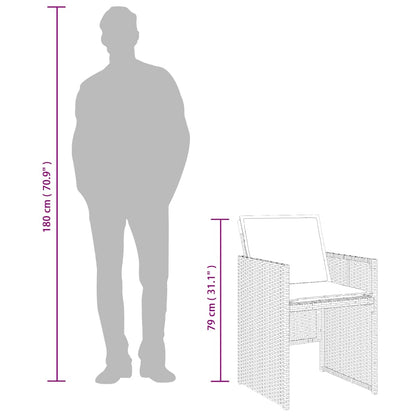 11-tlg. Garten-Essgruppe mit Kissen Schwarz Poly Rattan