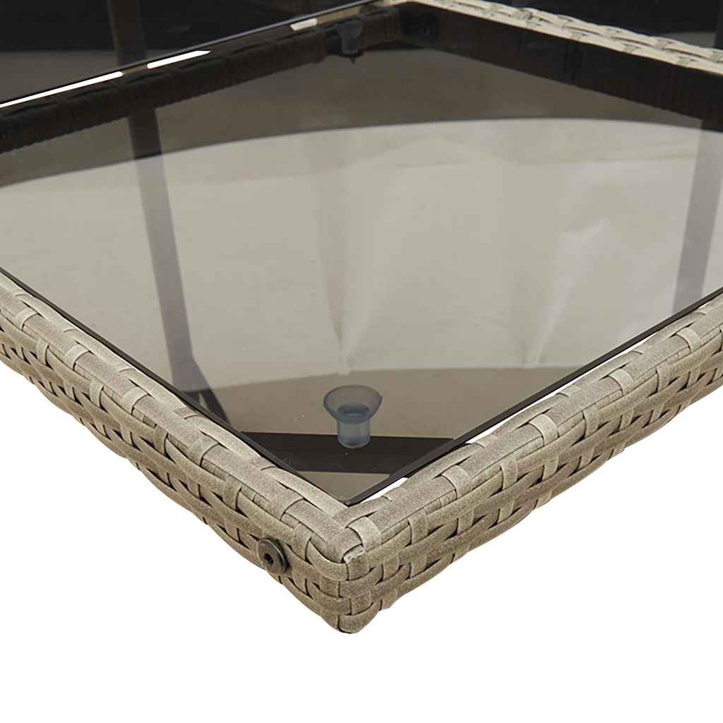 11-teiliges Garten-Ess-Set mit Kissen, grau, Polyrattan