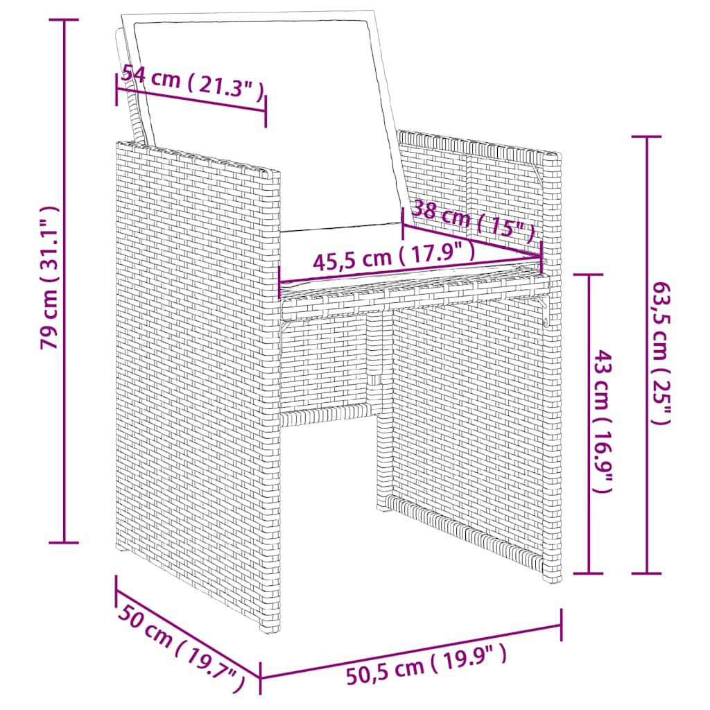 13-tlg. Garten-Essgruppe mit Kissen Schwarz Poly Rattan