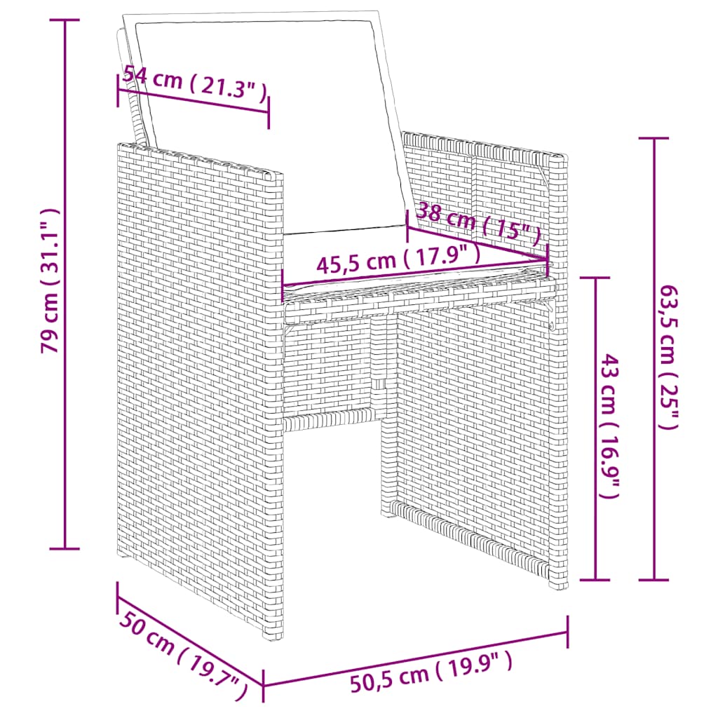 13-tlg. Garten-Essgruppe mit Kissen Beige Poly Rattan