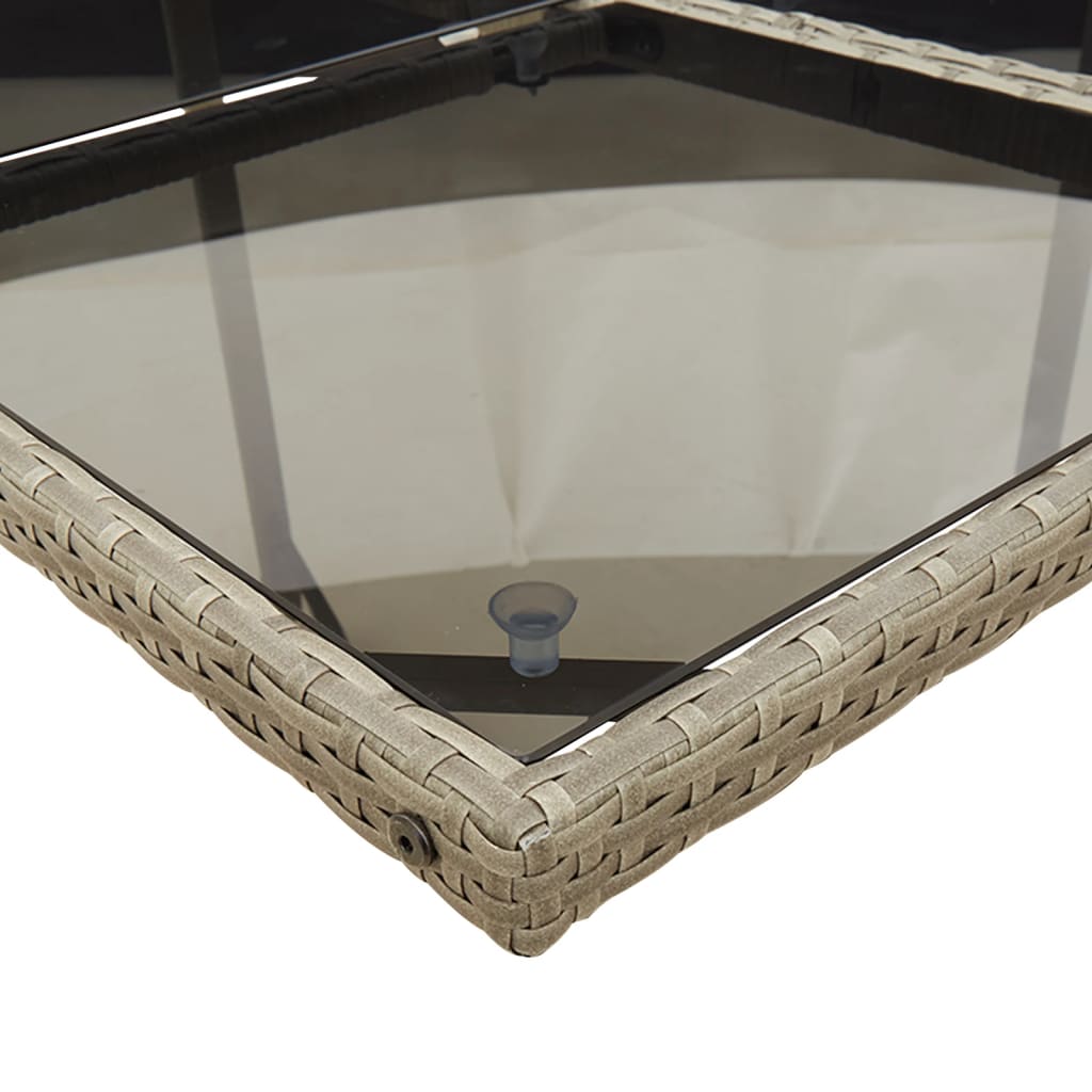 9-teiliges Garten-Ess-Set mit Kissen, grau, Polyrattan