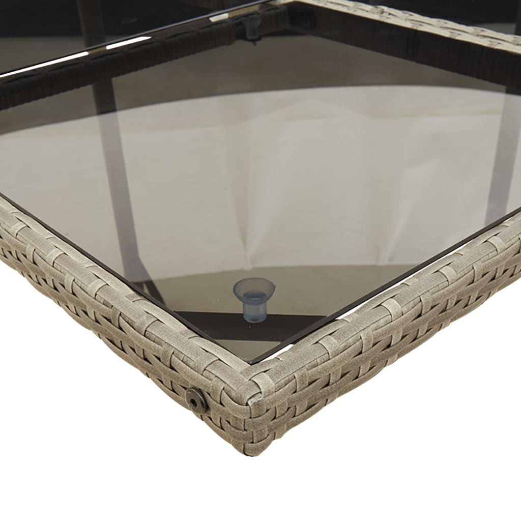 9-teiliges Garten-Ess-Set mit Kissen, grau, Polyrattan