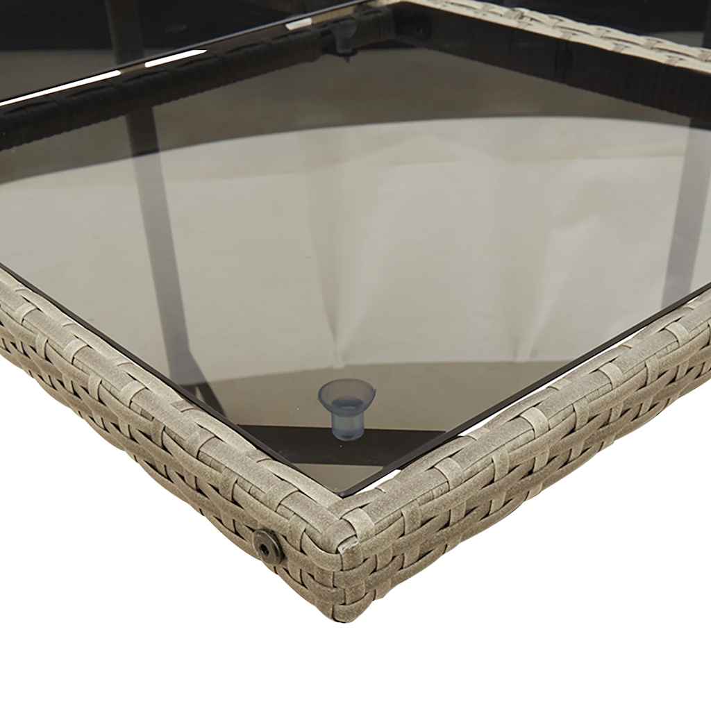 11-teiliges Garten-Ess-Set mit Kissen, grau, Polyrattan