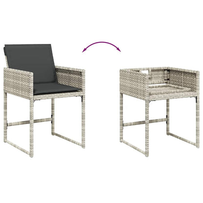 15-tlg. Garten-Essgruppe mit Kissen Hellgrau Poly Rattan