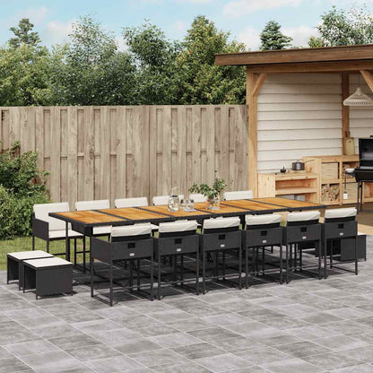 17-tlg. Garten-Essgruppe mit Kissen Schwarz Poly Rattan