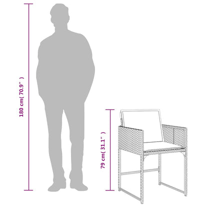 9-tlg. Garten-Essgruppe mit Kissen Braun Poly Rattan