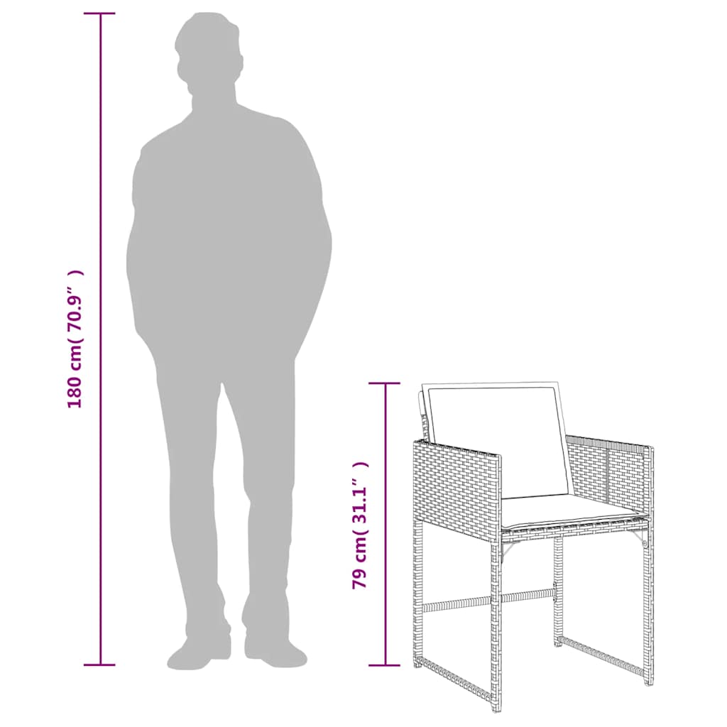 13-tlg. Garten-Essgruppe mit Kissen Schwarz Poly Rattan