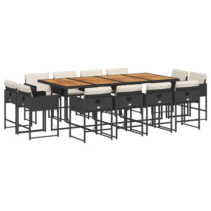 13-tlg. Garten-Essgruppe mit Kissen Schwarz Poly Rattan