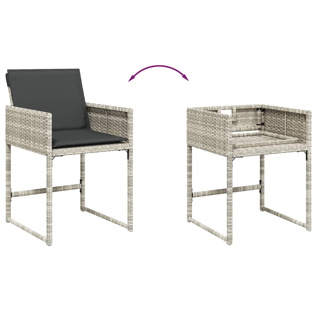 15-tlg. Garten-Essgruppe mit Kissen Hellgrau Poly Rattan