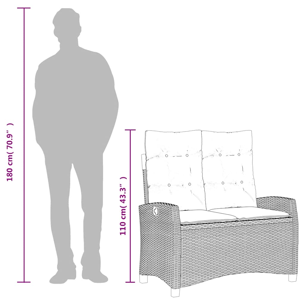 2-tlg. Garten-Essgruppe mit Kissen Beige Poly Rattan