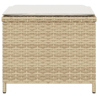 Gartenhocker mit Kissen 4 Stk. Beige 40x40x35 cm Poly Rattan