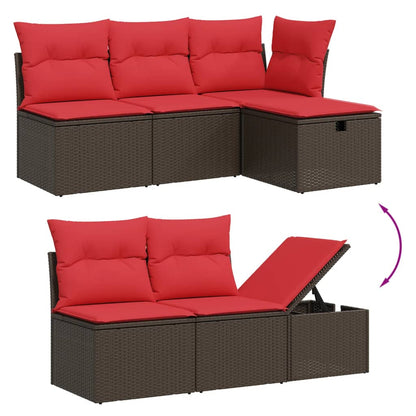 6-teiliges Gartensofa-Set mit Kissen, braun, Polyrattan